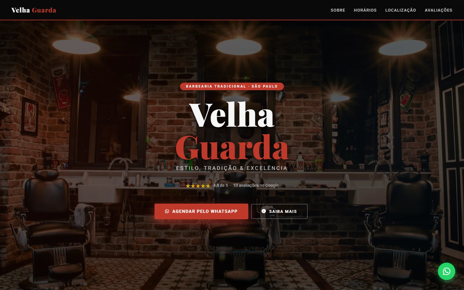 Site institucional Barbearia Velha Guarda